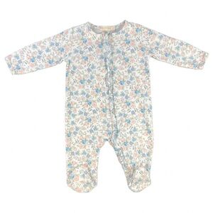 BABY CLUB CHIC Floral Print Pima Cotton Ruffle Footie - 3-6M